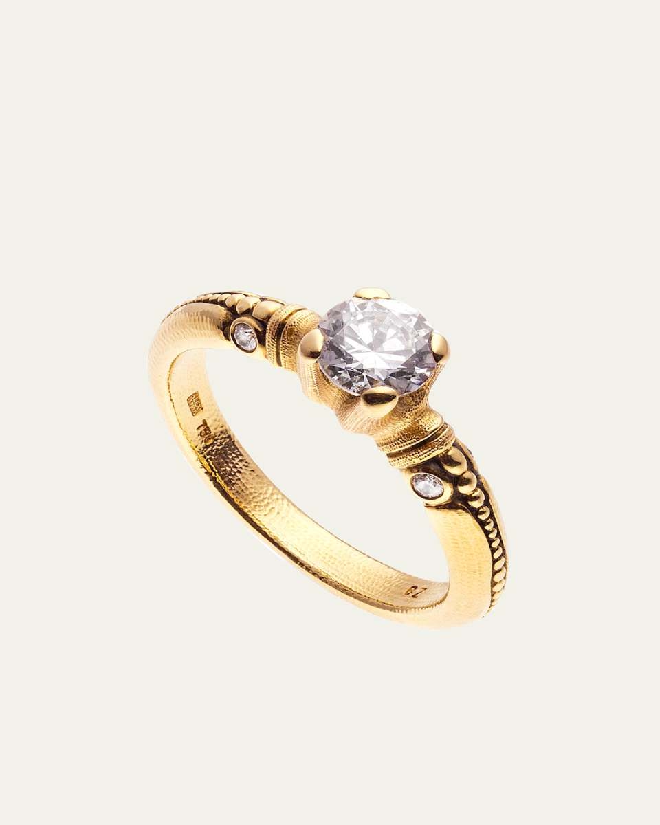 18K Bubbles Cubic Zirconia Solitaire Ring
